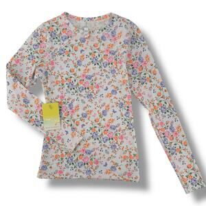 Maaji Floral Diver Long Sleeve Rashguard Swim Shirt Women's Sz M Ribbed